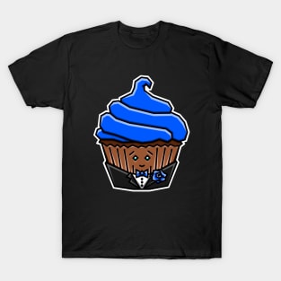 Cute 'Lil Chocolate Cupcake in a Tuxedo - Indigo Blue Icing - Dapper Cupcake T-Shirt